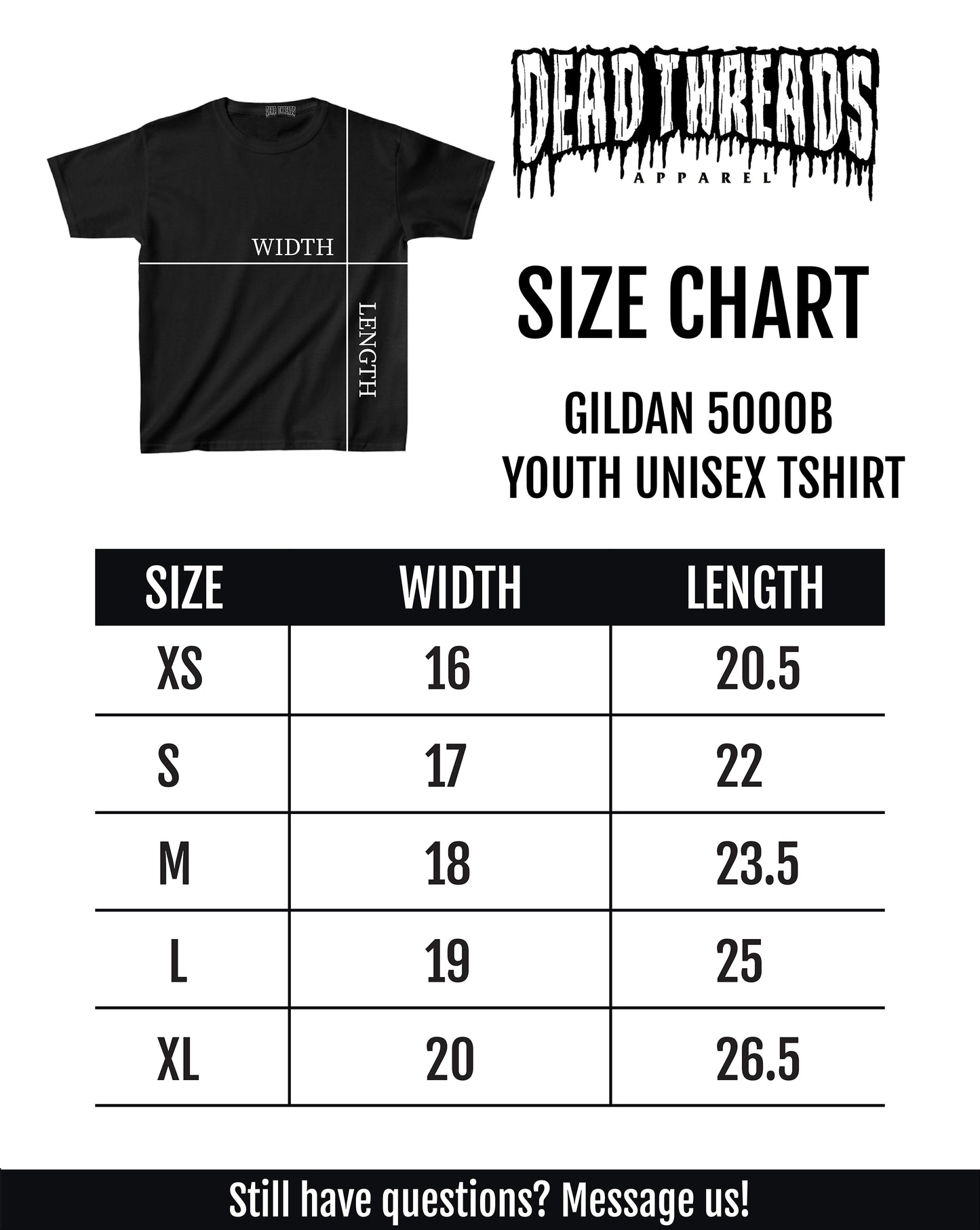 the size chart for a t - shirt with measurements