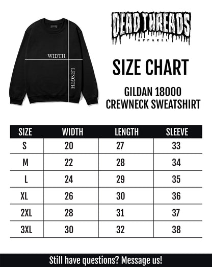 the size chart for a sweatshirt