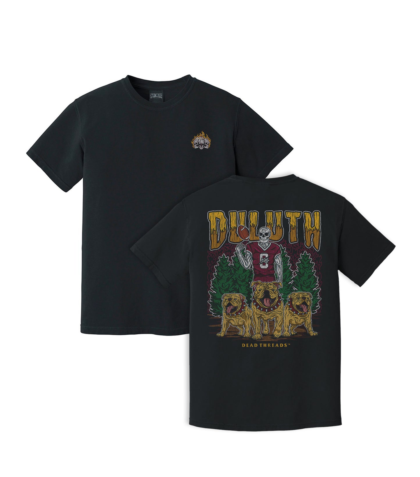 DULUTH FOOTBALL #0 - “3 SKULL” PREMIUM T-SHIRT