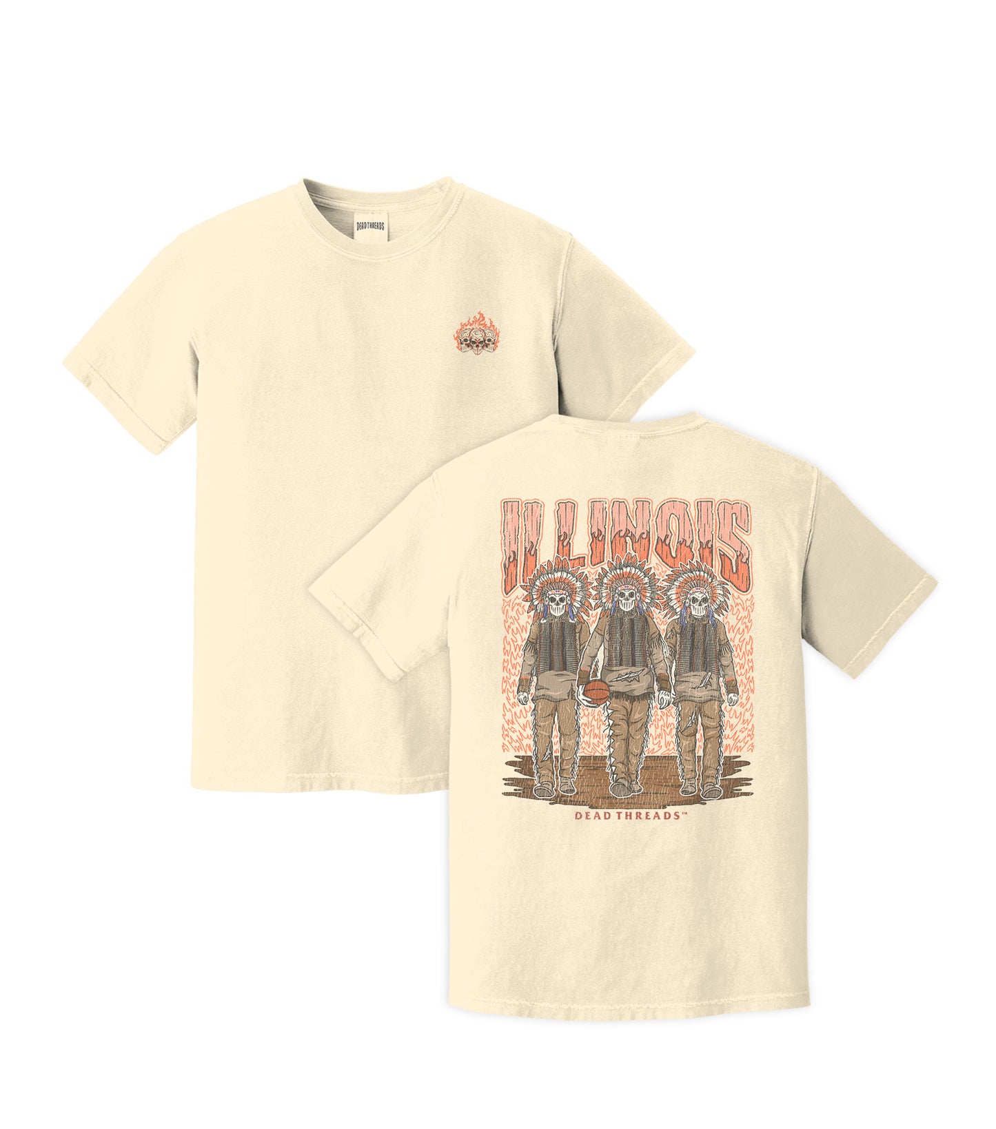 ILLINOIS BASKETBALL - “3 SKULL” PREMIUM T-SHIRT