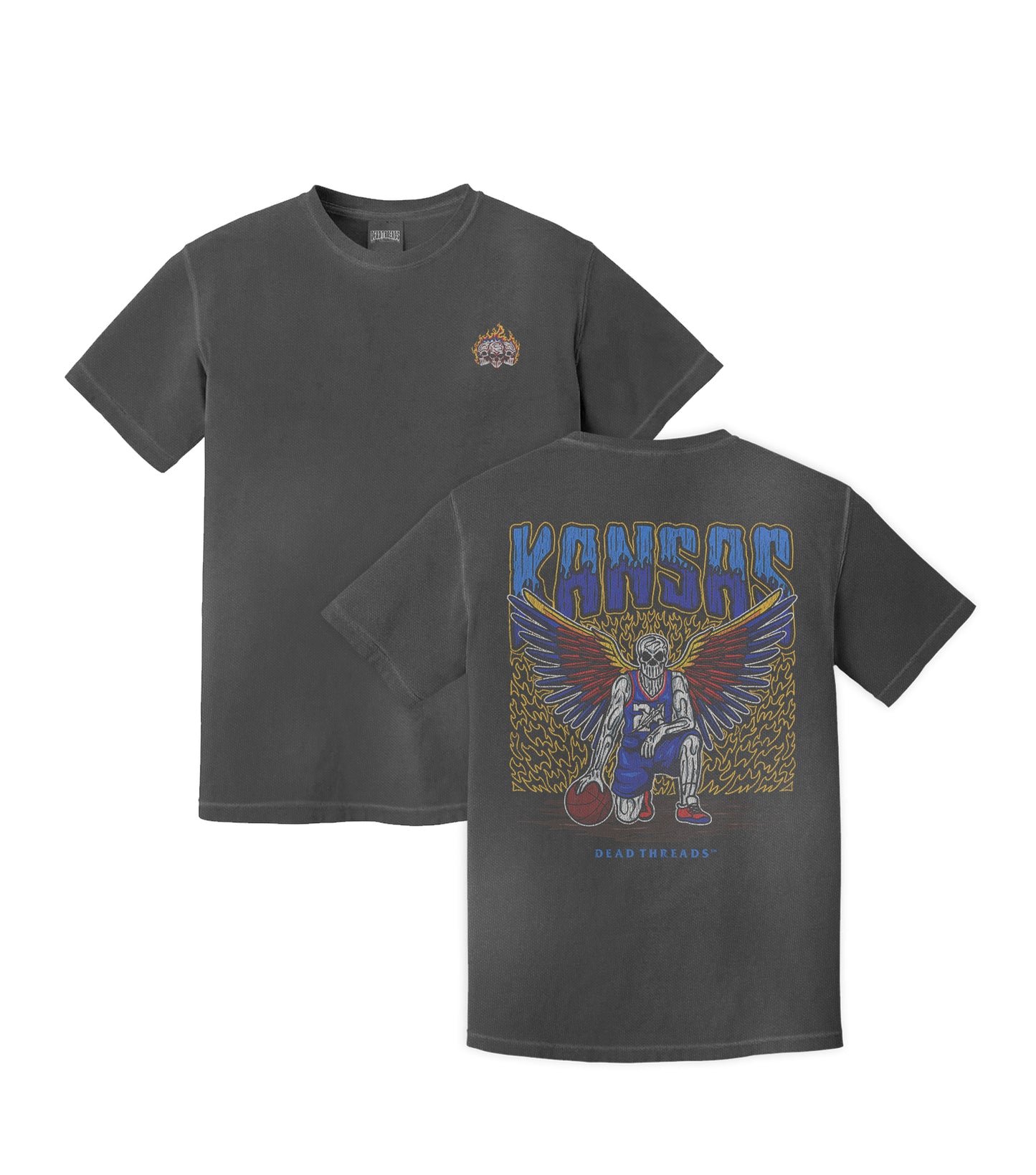 KANSAS BASKETBALL - “3 SKULL” PREMIUM T-SHIRT