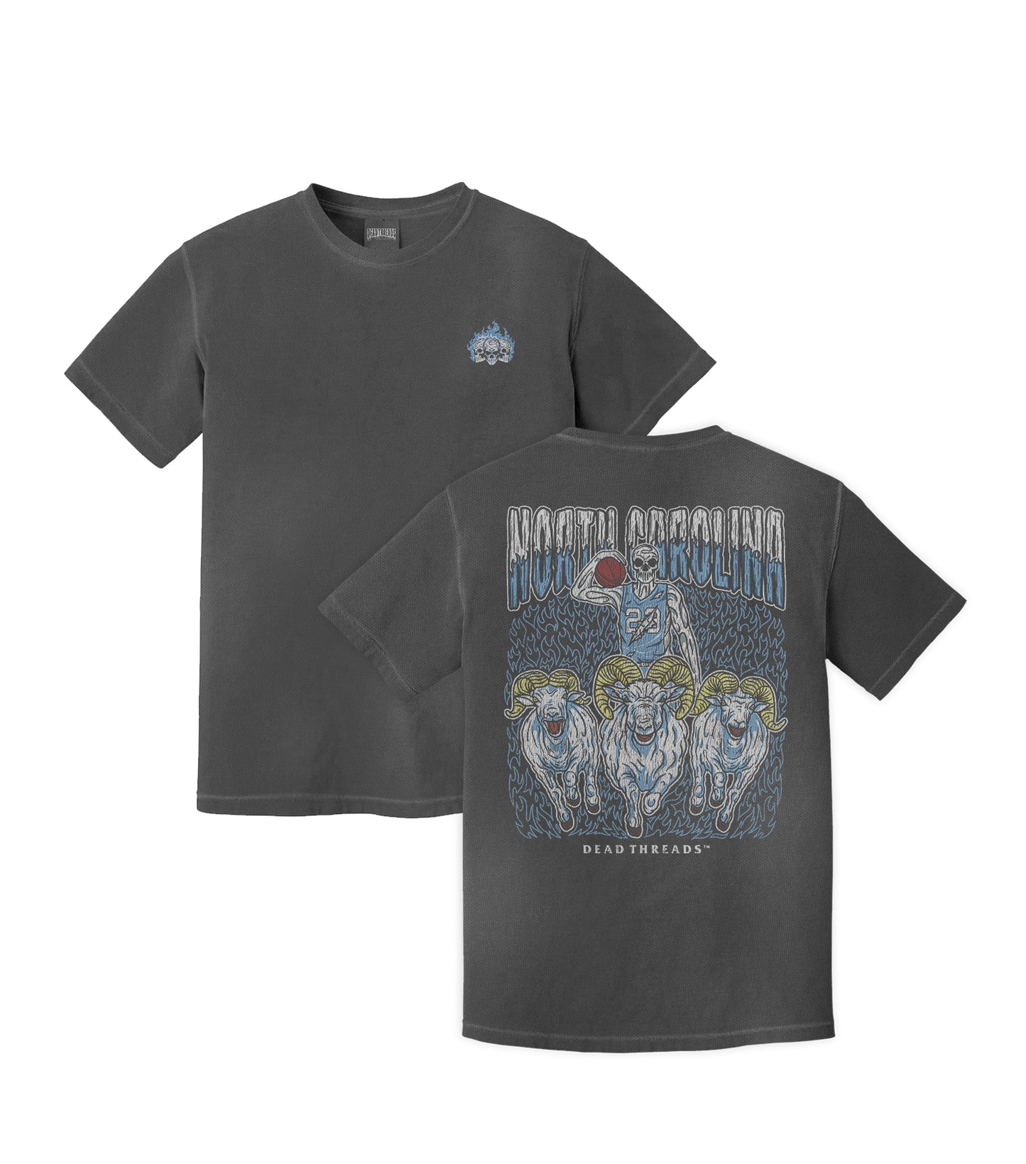 NORTH CAROLINA BASKETBALL - “3 SKULL” PREMIUM T-SHIRT