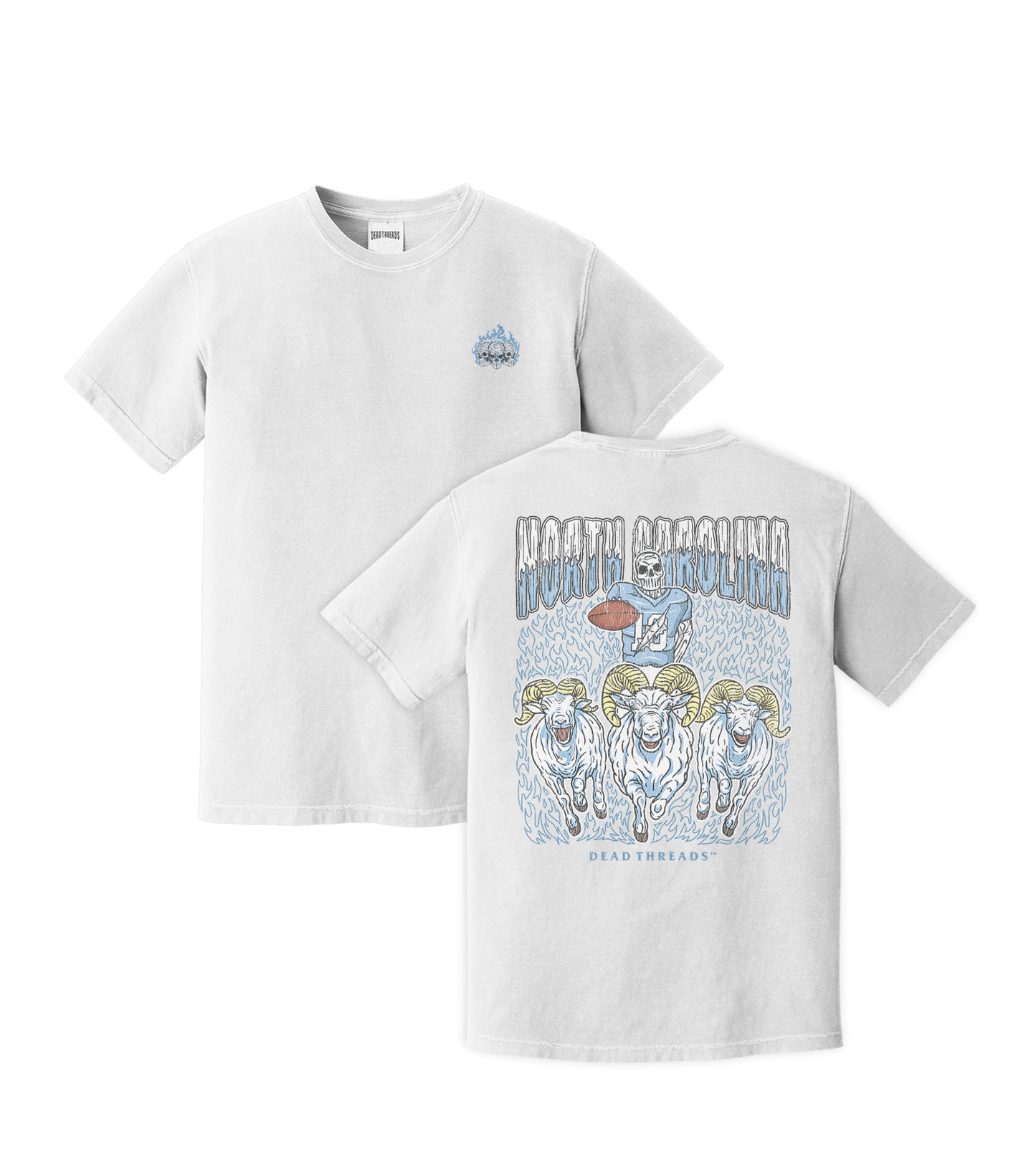 NORTH CAROLINA FOOTBALL - “3 SKULL” PREMIUM T-SHIRT